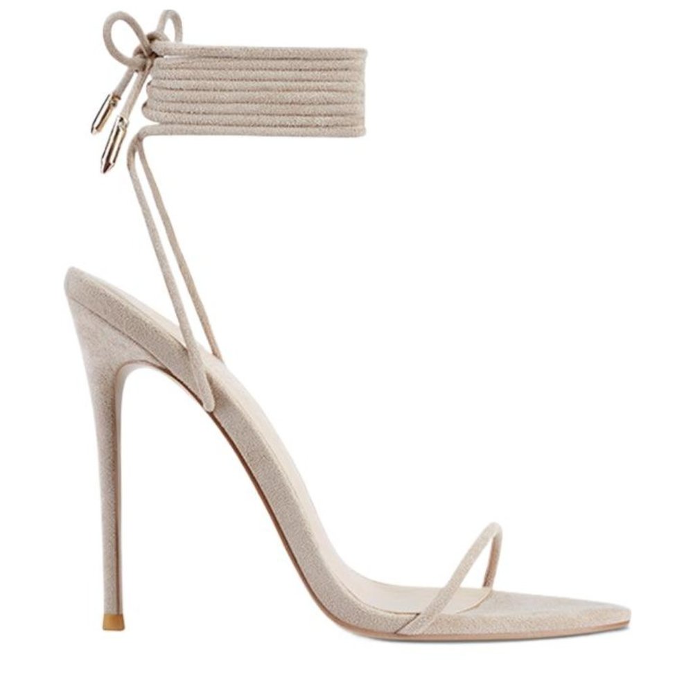 Femme LA 3.0 Barely There Lace Up Heel Nude Size 11